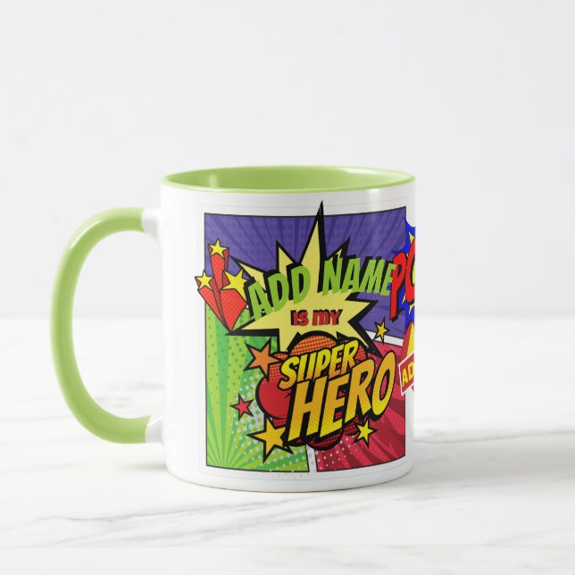 Taza (AÑADIR NOMBRE) Es Mi HÉROE DE COMIC Personalizado (Izquierda)
