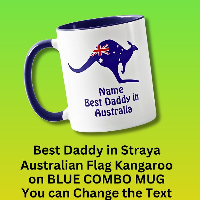 Taza Añadir nombre, mejor papi Australia, bandera azul  (Subido por el creador)