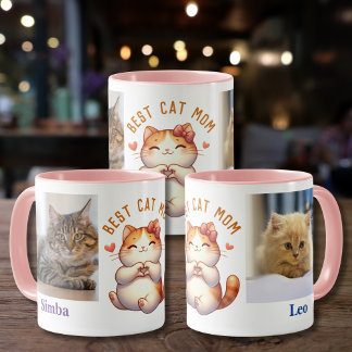 Taza Añadir nombres de fotos Mensaje de gato personaliz