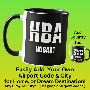 Taza Añadir su código y ciudad - código de aeropuerto,