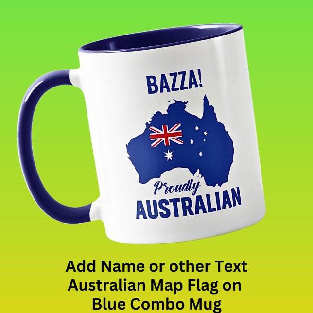 Taza Añadir texto de nombre, azul orgullosamente austra (Subido por el creador)