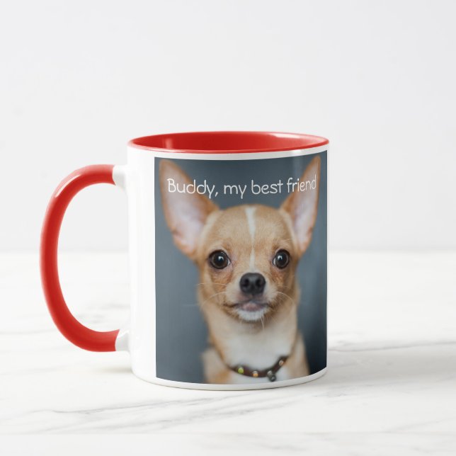 Taza Añadir tu foto de Chihuahua Red Ringer Mug (Izquierda)