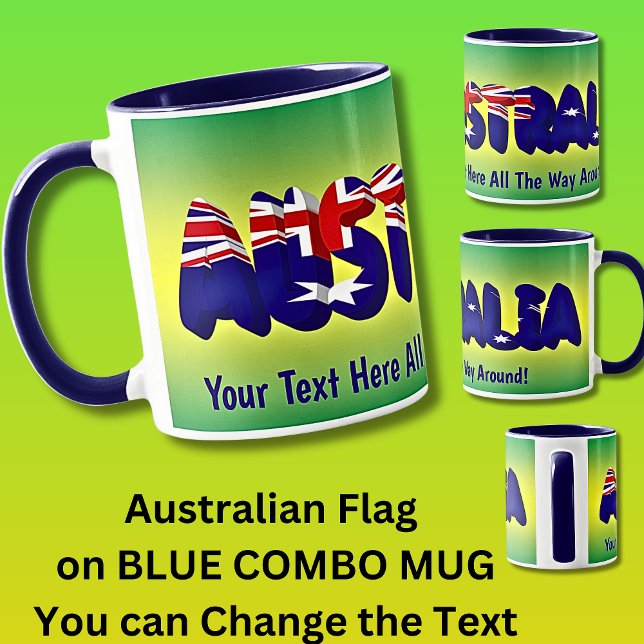 Taza Añadir tu mensaje: Palabra bandera de Australia so (Write Your Own Message!)