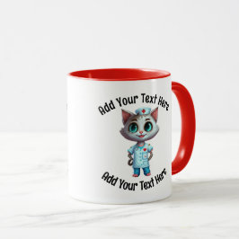 Taza Añadir tu texto Café de gato de enfermera capricho