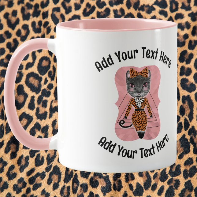 Taza Añadir tu texto Fancy Boss Lady Cat Coffee (Subido por el creador)