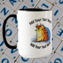 Añadir tu texto Gracioso Triste Café Gato Mug