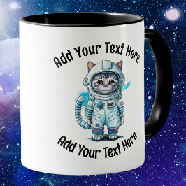 Taza Añadir tu texto Whimsical Astronauta Cat Coffee