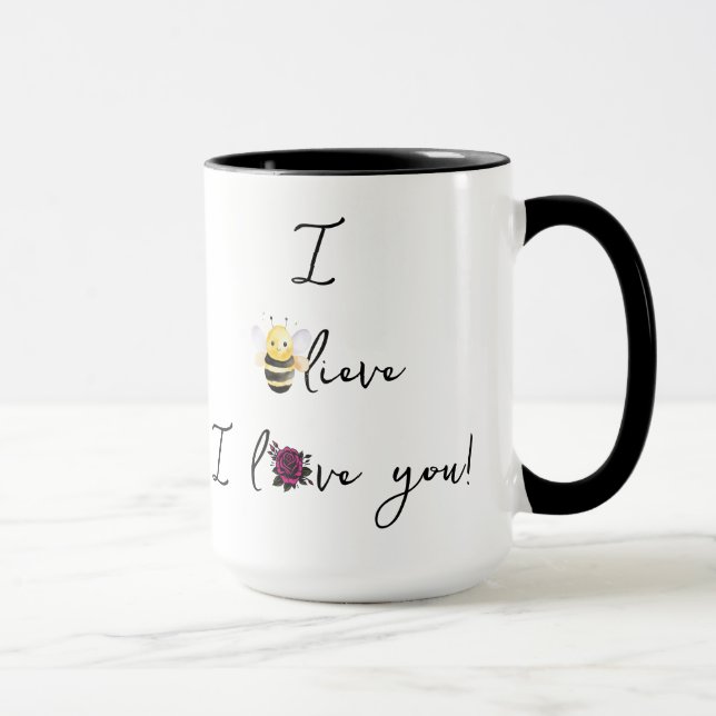 Taza "(Añadir Un Nombre),,, Creo Que Te Amo!" Café/té (Derecha)