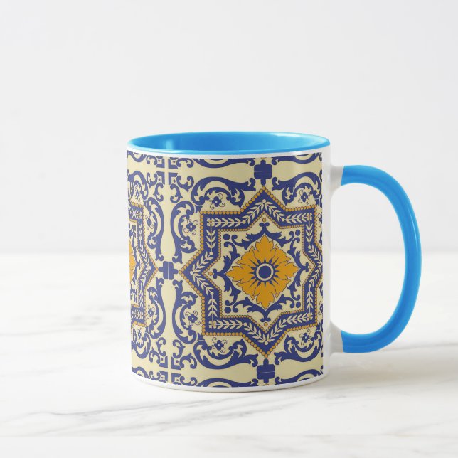 Taza anaranjada azul del estilo de cerámica de (Derecha)
