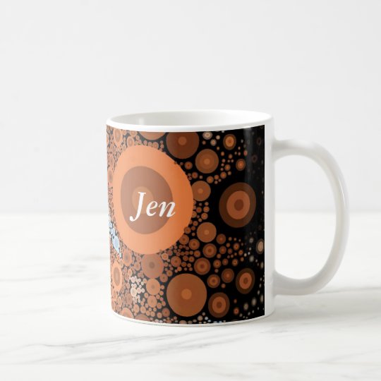 Taza anaranjada floral del arte pop