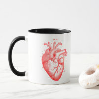 Anatómico Rojo Arte Vintage Mug Blanco Negro