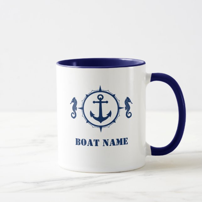 Taza Anchor de caballete de mar Añadir nombre de barco  (Derecha)