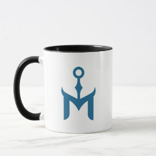 Taza Ancla azul estilizada y letra M