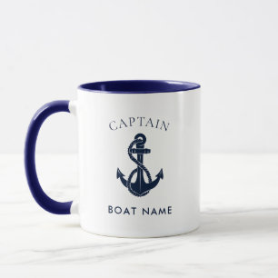 Taza Ancla de barco capitán náutico personalizada