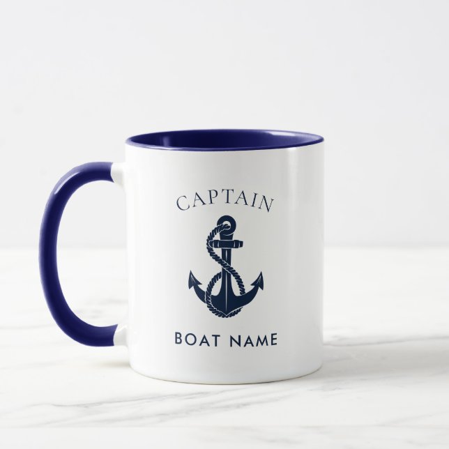 Taza Ancla de barco capitán náutico personalizada (Izquierda)