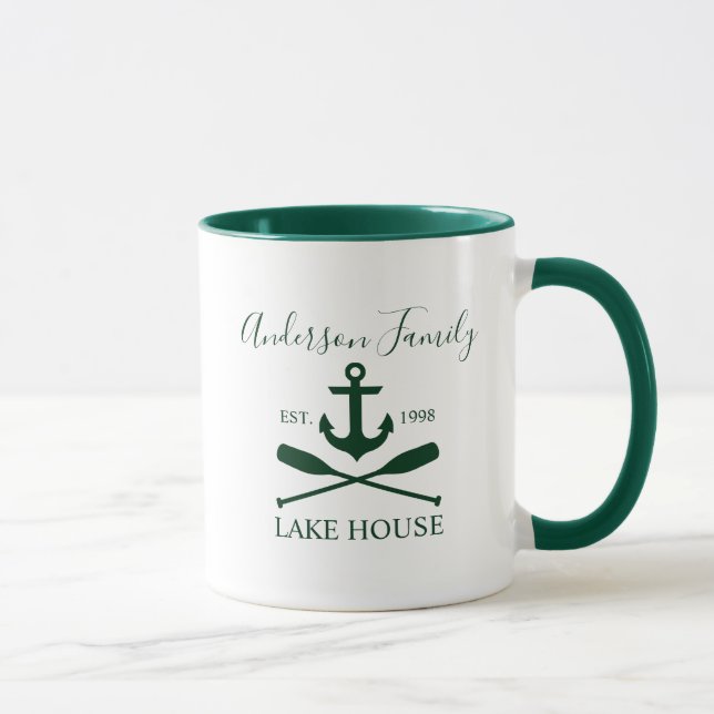 Taza Ancla de la Casa del Lago Náutico Oars Familia Ver (Derecha)