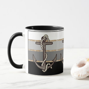 Taza Ancla náutica y pendiente (gradiente negro)