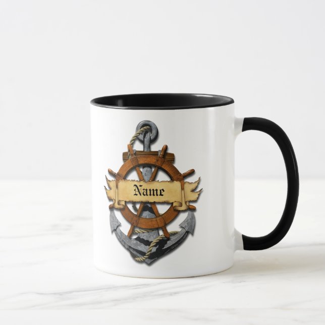 Taza Ancla y rueda náuticas personalizadas (Derecha)