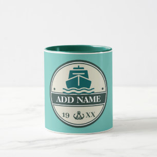 Taza Anclaje azul Nautical Welcome yachate velero