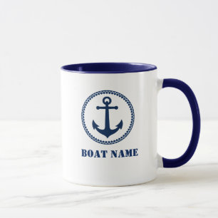 Taza Anclaje marino Añadir nombre de barco Mug sa0a