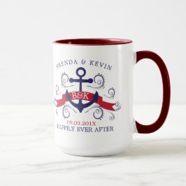 Taza Anclaje náutico con acento de remolinos azules