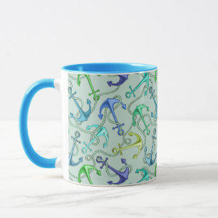 Taza Anclajes Del Mar Y Patrón De La Cuenca