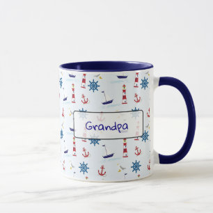 Taza Anclas y faros oceánicos náuticos personalizados