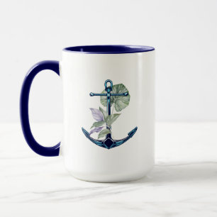Taza Anclas y plantas tropicales Vida marina tropical