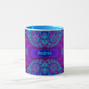 Taza ANDREA ~ Zany 3D ~ Azul, verde y púrpura