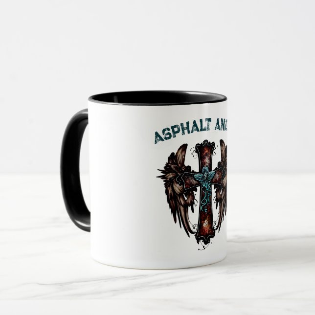 Taza Ángel asfalto, motocicleta (Anverso izquierdo)