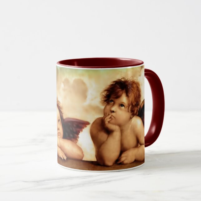 Taza Angel Cherubs de Raphael Sanzio Navidades Gift Mug (Anverso derecho)