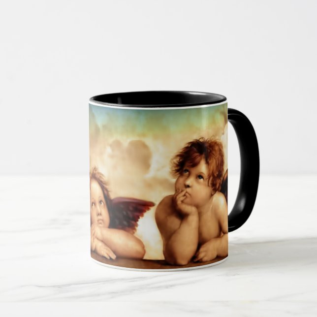 Taza Angel Cherubs de Raphael Sanzio Navidades Gift Mug (Anverso derecho)