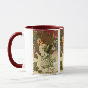 Taza Ángel de champán de Nochevieja victoriano vintage