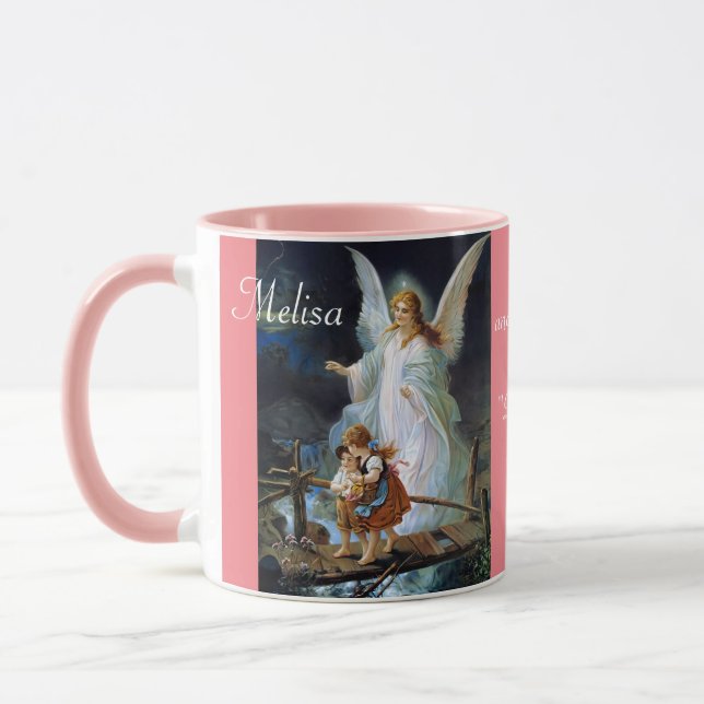 Taza Ángel de la Guardia con nombre regalo Café Tea Cup (Izquierda)