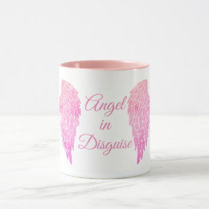 Taza Ángel en alas del ángel del rosa del disfraz