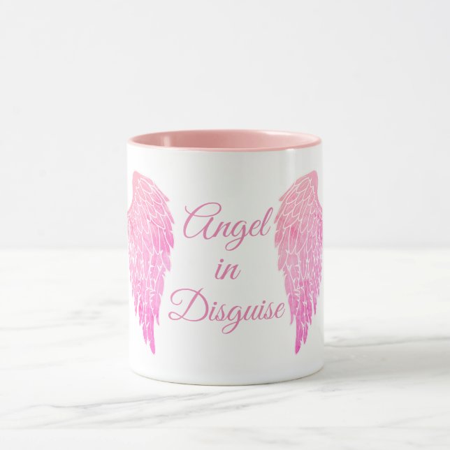 Taza Ángel en alas del ángel del rosa del disfraz (Centro)