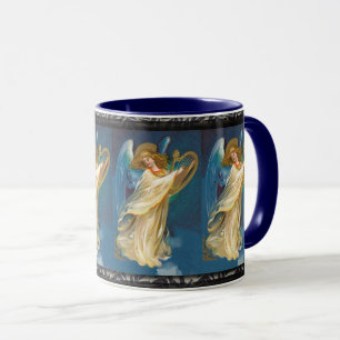 Taza Ángel Jugando Música En Un Arpa
