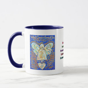 Taza Angel Mug de Cáncer Azul y Oro