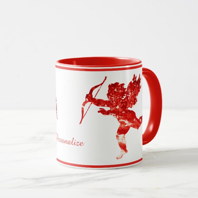 Taza Ángel romántico Valentine Cupido Cherub Personaliz (Anverso derecho)