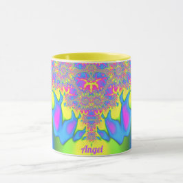 Taza ANGEL ~ Zany 3D Fractal ~ Bonito multicolor