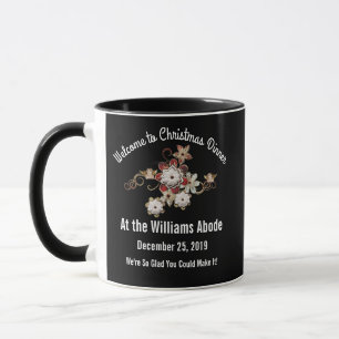 Taza Ángeles, joyas y flores brillantes sobre negro