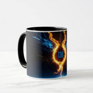 Taza Anillo de Fuego Naranja Azul Épico Magia Elemental