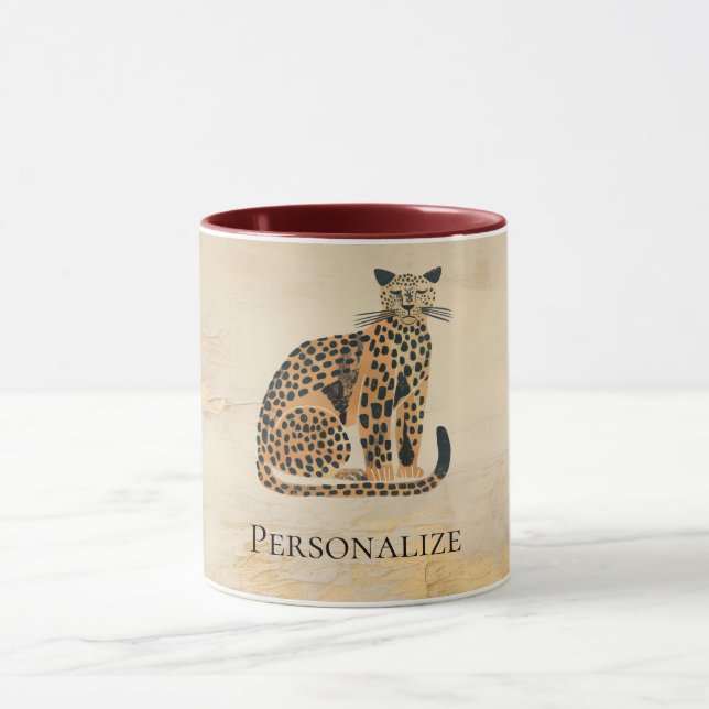Taza Animal de Cream Gold Leopard (Centro)