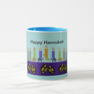 Taza animal de Dreidel Hannukah Menorah