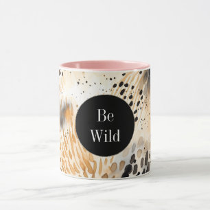 Taza Animal leopardo salvaje del crema negro