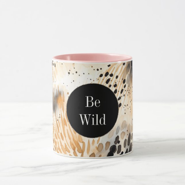 Taza Animal leopardo salvaje del crema negro (Centro)