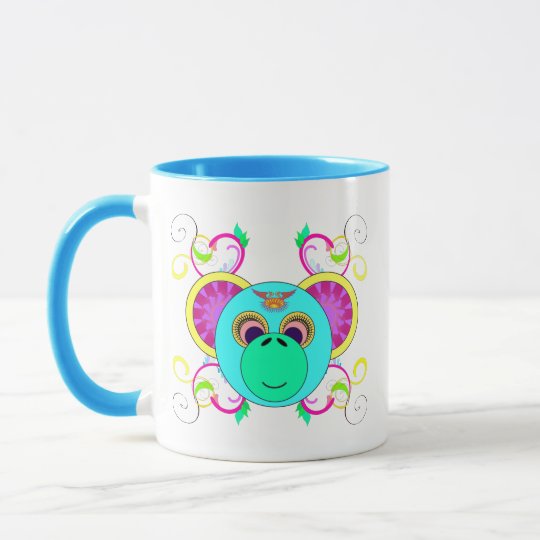 Taza Animal psicodélico colorido del arco iris del mono