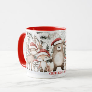Taza Animales adorables del bosque Navidad Invierno Mág