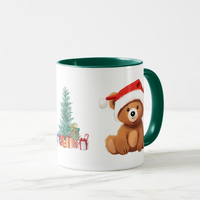 Taza Animales cortos invierno Oso Santa Navidad árbol (Anverso derecho)