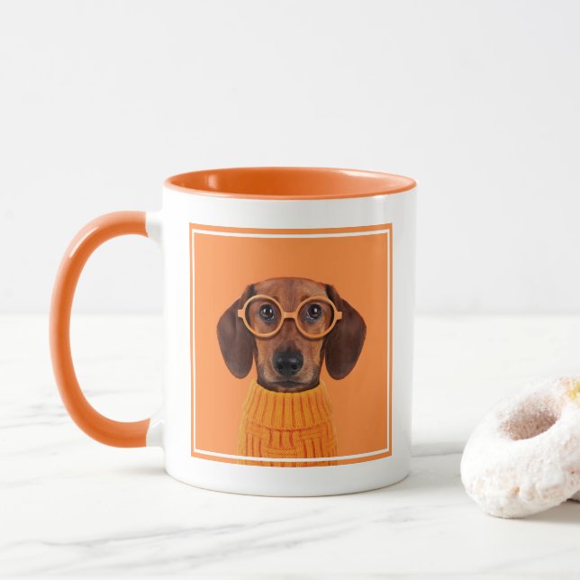 Taza Animales de bebé más afectados | Dachshund Naranja (Con donut)